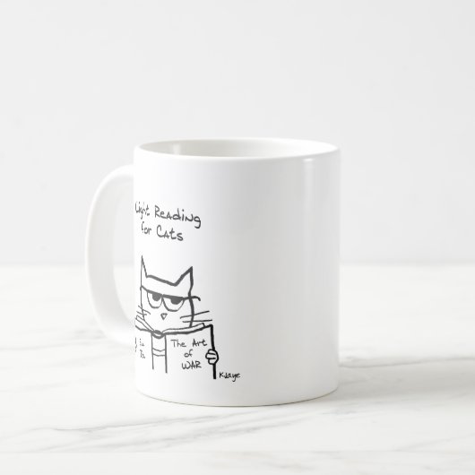 Angry Cat Plots War - Funny Cat Coffee Mok (Voorkant links)