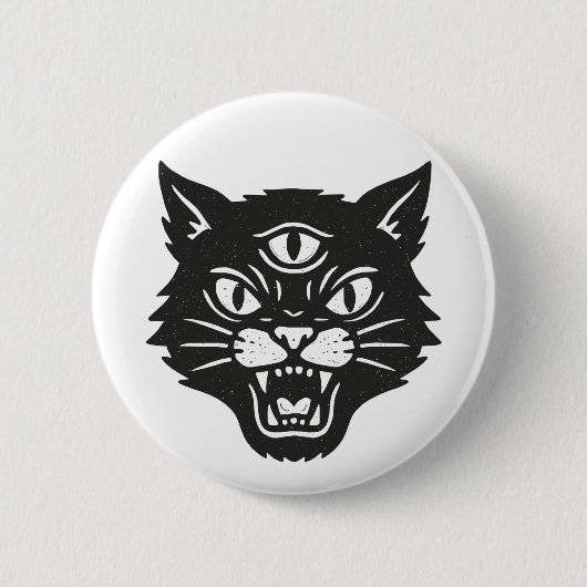 Angry Cat Ronde Button 5,7 Cm (Voorkant)