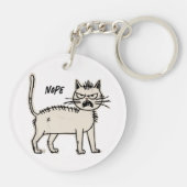 Angry Cat Tekening Sarcastische zin Bag Charm Sleutelhanger (Achterkant)