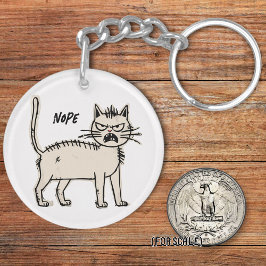 Angry Cat Tekening Sarcastische zin Bag Charm Sleutelhanger
