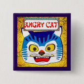 Angry Cat Vierkante Button 5,1 Cm (Voorkant)