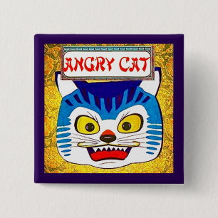 Angry Cat Vierkante Button 5,1 Cm