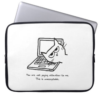 Angry Cat vraagt aandacht - Kat-laptophoes Laptop Sleeve
