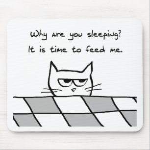 Angry Cat wil je uit bed Muismat