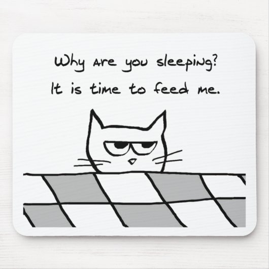 Angry Cat wil je uit bed Muismat (Voorkant)