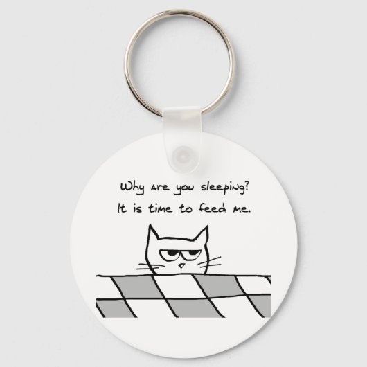 Angry Cat wil je uit bed Sleutelhanger (Voorkant)