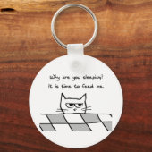 Angry Cat wil je uit bed Sleutelhanger (Voorkant)
