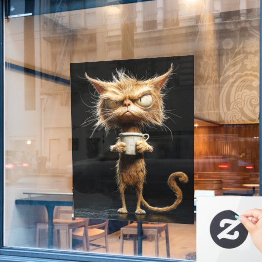Angry Cat Window Cling Raamsticker (Cafe Raam)