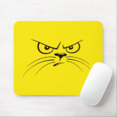 Angry Cat Yellow Face Muismat (Met muis)