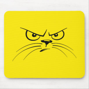 Angry Cat Yellow Face Muismat