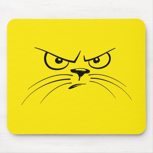 Angry Cat Yellow Face Muismat (Voorkant)