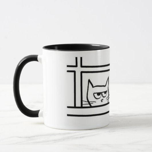 Angry Cat ziet nog een kat - Funny Coffee Mok (Links)