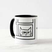 Angry Cat ziet nog een kat - Funny Coffee Mok (Voorkant links)