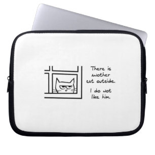 Angry Cat ziet nog een kat - grappige laptophoes Laptop Sleeve