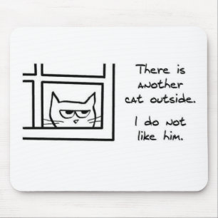 Angry Cat ziet nog een kat - grappige Muismat