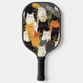 Angry Cats Patroon Modern Monogram Pickleball Paddle (Achterkant)