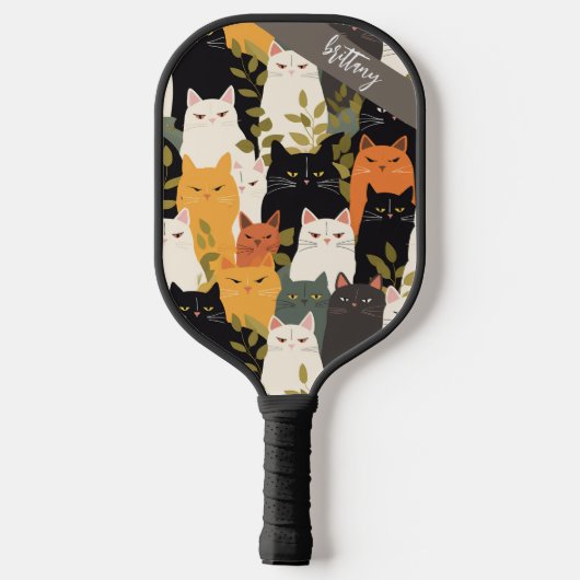 Angry Cats Patroon Modern Monogram Pickleball Paddle (Achterkant)