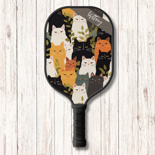 Angry Cats Patroon Modern Monogram Pickleball Paddle