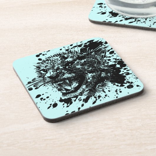 Angry Cheetah in Black Splash Pick Your Background Onderzetter (Linkerzijde)