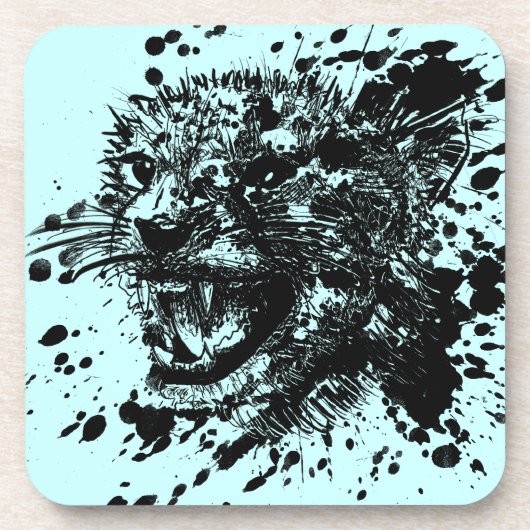 Angry Cheetah in Black Splash Pick Your Background Onderzetter (Voorkant)