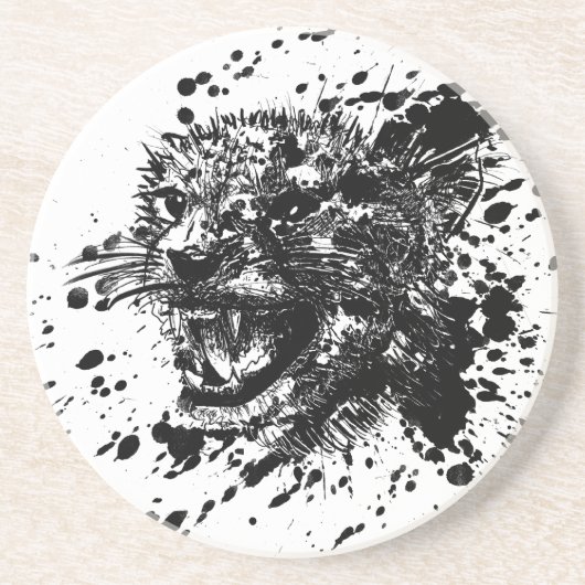 Angry Cheetah in Black Splash Pick Your Background Zandsteen Onderzetter (Voorkant)