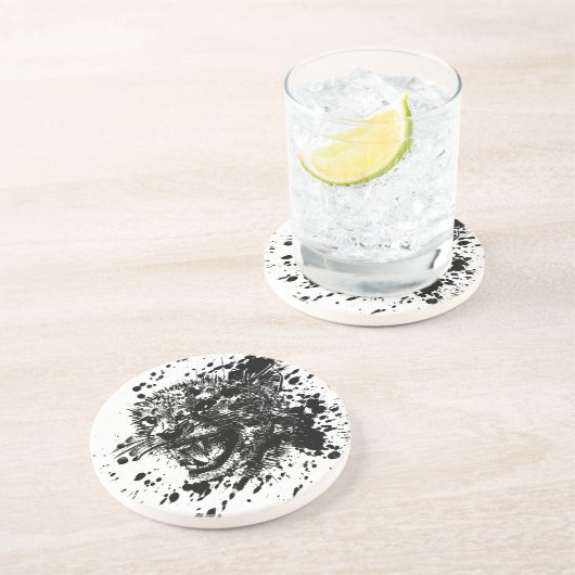 Angry Cheetah in Black Splash Pick Your Background Zandsteen Onderzetter (Zijkant)