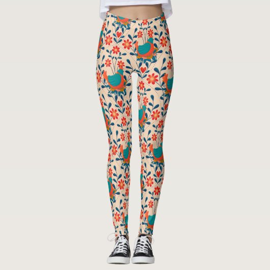 Angry Chicken Floral Leggings (Voorkant)