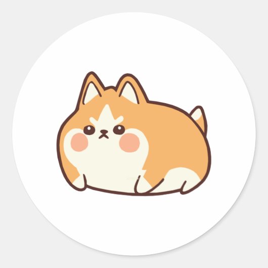 Angry Chonk Shibe Ronde Sticker (Voorkant)