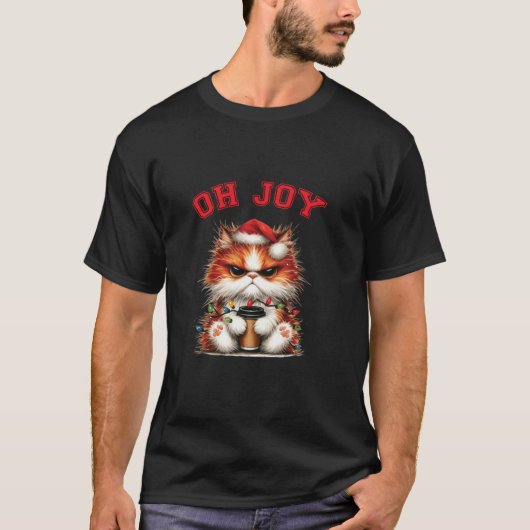 Angry Christmas Cat Oh Joy T-shirt (Voorkant)