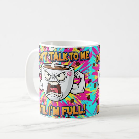 Angry Coffee Cup Funny Cartoon Koffiemok (Voorkant links)