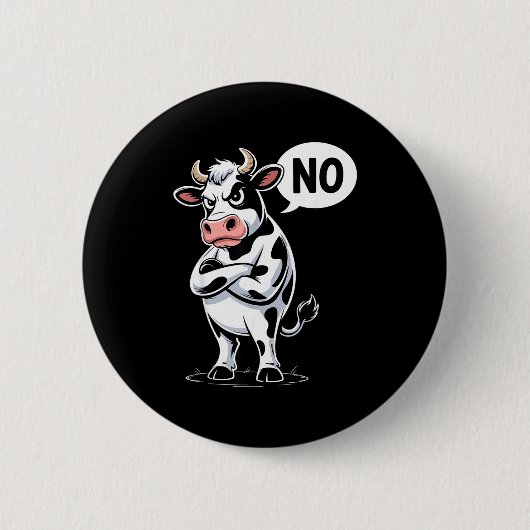 Angry Cow No - Funny Cow Lover Dairy Farmer Ronde Button 5,7 Cm (Voorkant)