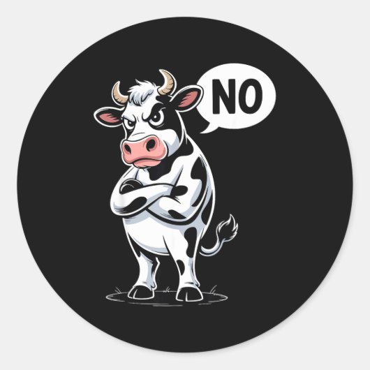 Angry Cow No - Funny Cow Lover Dairy Farmer  Ronde Sticker (Voorkant)