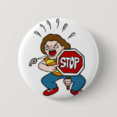 Angry Crossing Guard Cartoon Character Ronde Button 5,7 Cm (Voorkant)