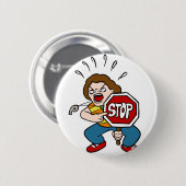 Angry Crossing Guard Cartoon Character Ronde Button 5,7 Cm (Voorkant /achterkant)
