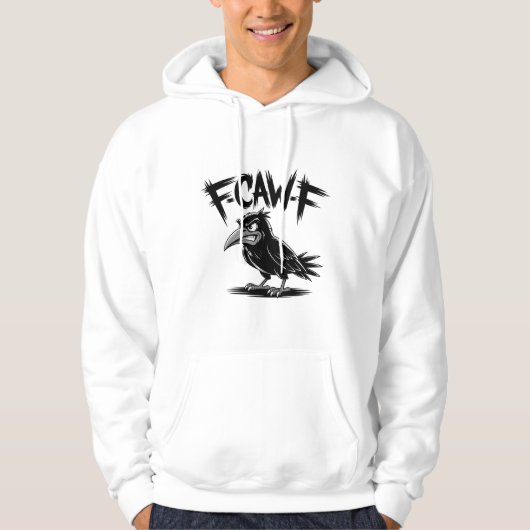 Angry Crow “F-CAW-F” – Edgy Cartoon Bird Design Hoodie (Voorkant)