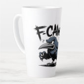 Angry Crow “F-CAW-F ” – Edgy Cartoon Bird Design Latte Mok (Linkerhoek)