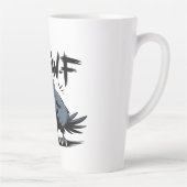 Angry Crow “F-CAW-F ” – Edgy Cartoon Bird Design Latte Mok (Rechts)