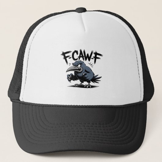 Angry Crow “F-CAW-F ” – Edgy Cartoon Bird Design Trucker Pet (Voorkant)