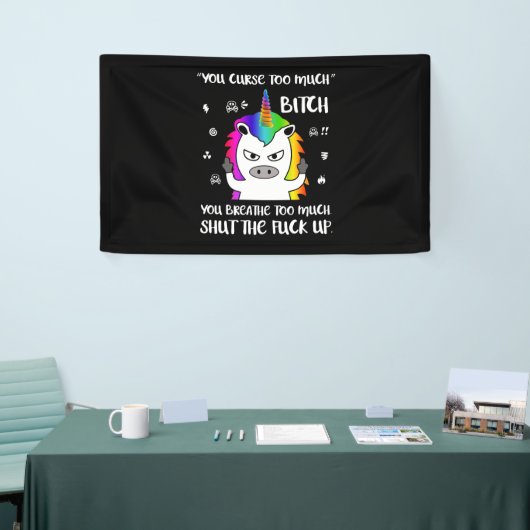 Angry Cussing Cursing Unicorn Funny Spandoek (Beurs)