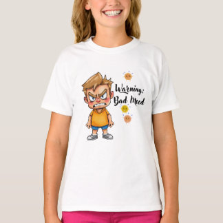 Angry Cute Boy Cartoon T-Shirt – Funny Grumpy Mood