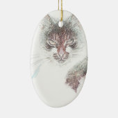 Angry Cute Cate Face Sketch Keramisch Ornament (Rechts)