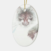Angry Cute Cate Face Sketch Keramisch Ornament (Links)
