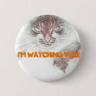 Angry Cute Cate Face Sketch Ronde Button 5,7 Cm