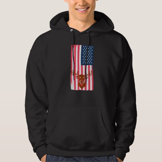 Angry Deer Duck Hunting Amerikaanse vlag Hoodie (Voorkant)