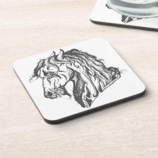 Angry Devil Horse in Black Bier Onderzetter (Linkerzijde)