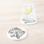 Angry Devil Horse in Black Zandsteen Onderzetter (Zijkant)