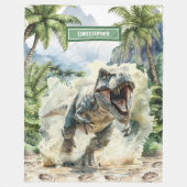Angry Dinosaur Blanket Aangepaste Naam Gepersonali Fleece Deken (Voorkant)