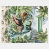 Angry Dinosaur Blanket Aangepaste Naam voor Jongen Fleece Deken (Voorkant (Horizontaal))