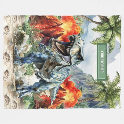 Angry Dinosaur Blanket Gepersonaliseerd Met Kinder Fleece Deken (Voorkant (Horizontaal))