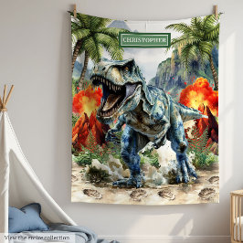 Angry Dinosaur Blanket Gepersonaliseerd Met Kinder Fleece Deken